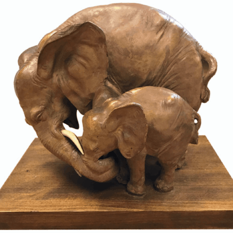 Clay Elephant sculpture after restoration