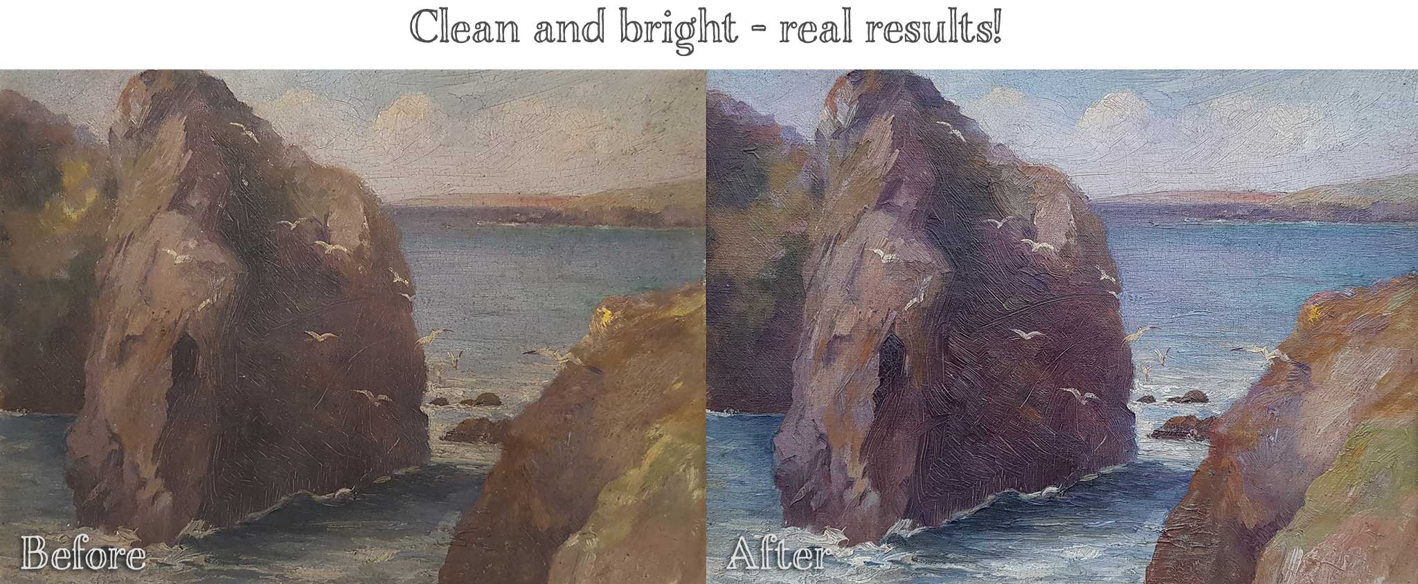oil painting cleaner - before and after
