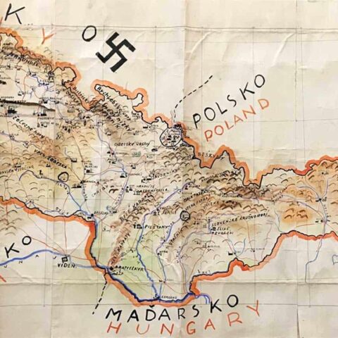 German map with tear before restoration