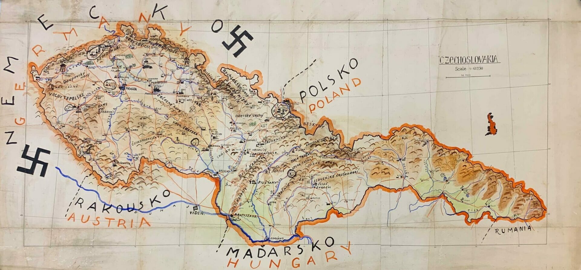 World War 2 map after restoration