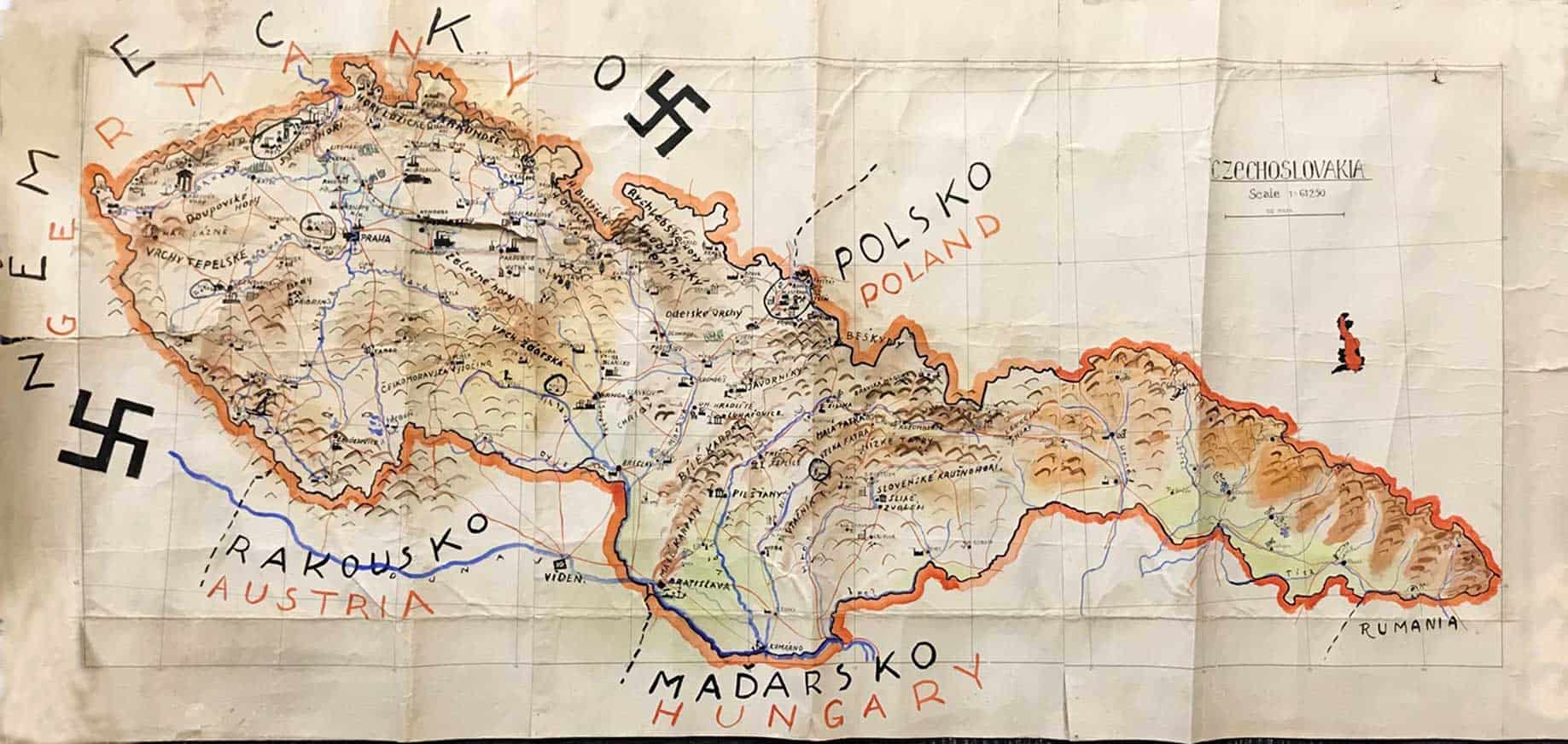 World War 2 map before restoration