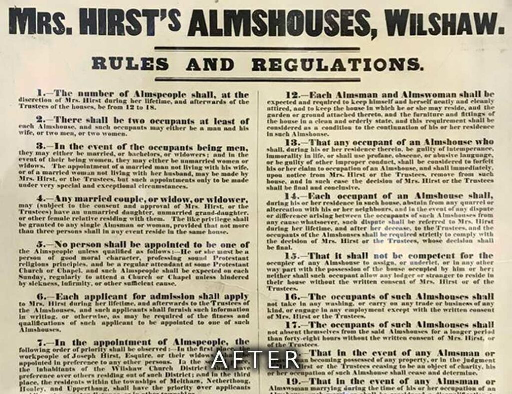 After restoration of tear repair on printed artwork