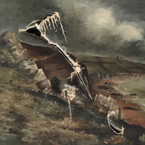 Tear before restoration caused by accidental damage