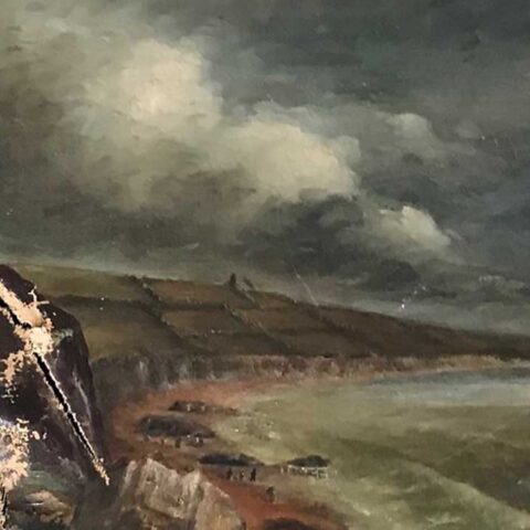 Accidental damage to oil painting before restoration