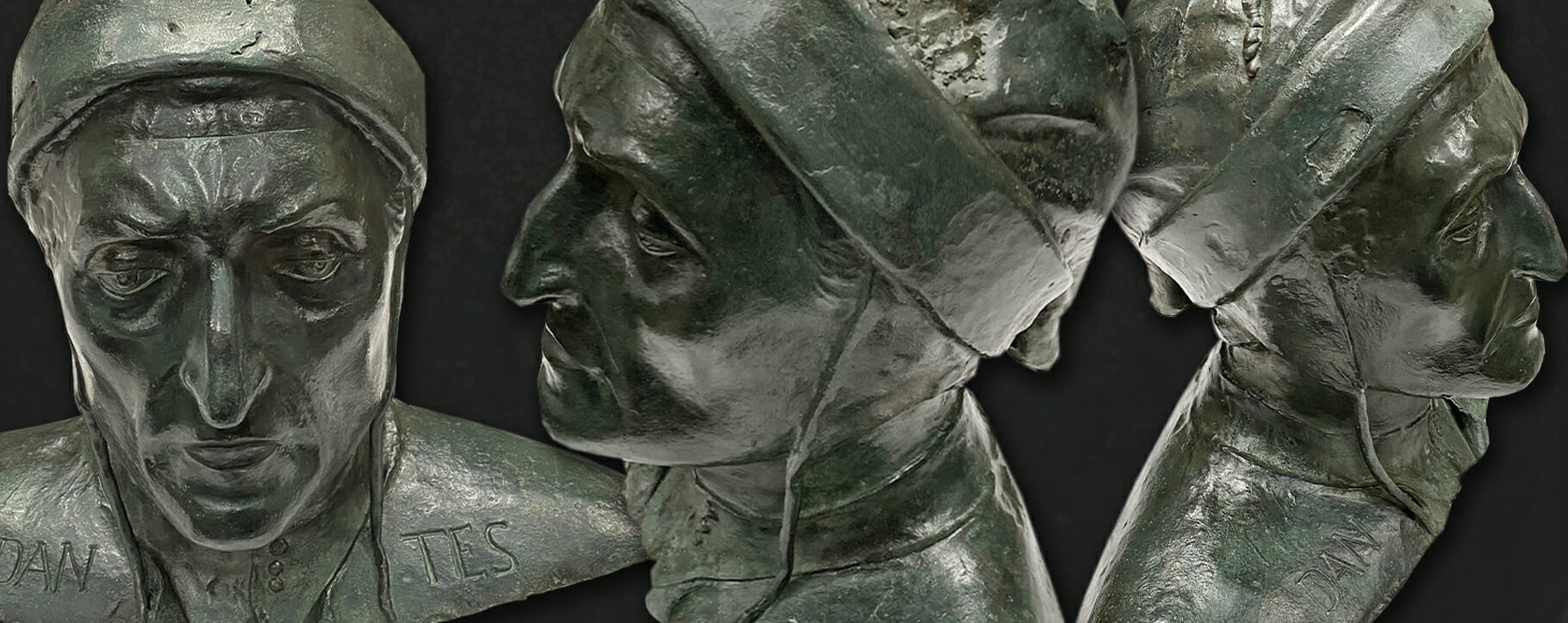 Dante bronze bust after