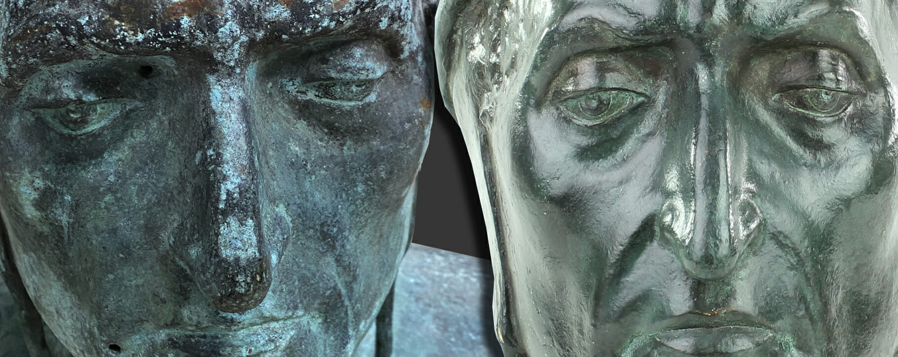Tarnishing bronze bust