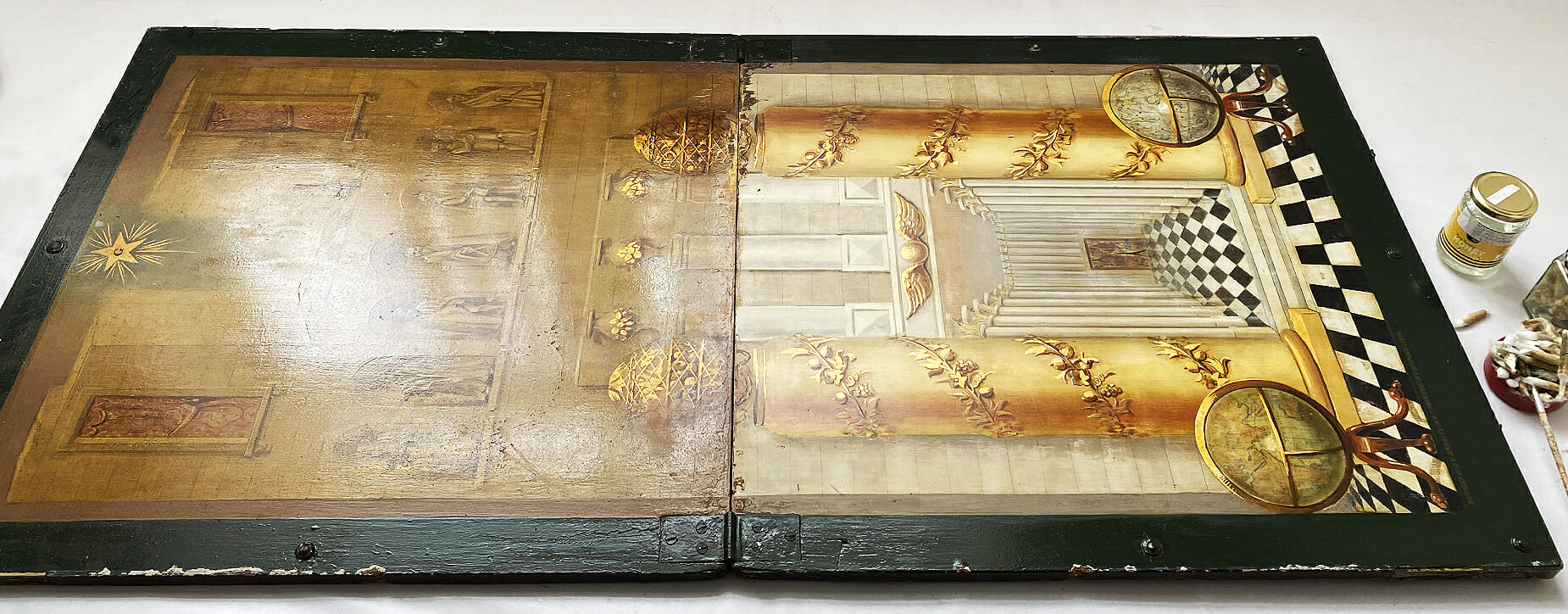 Masonic tracing board restoration progress
