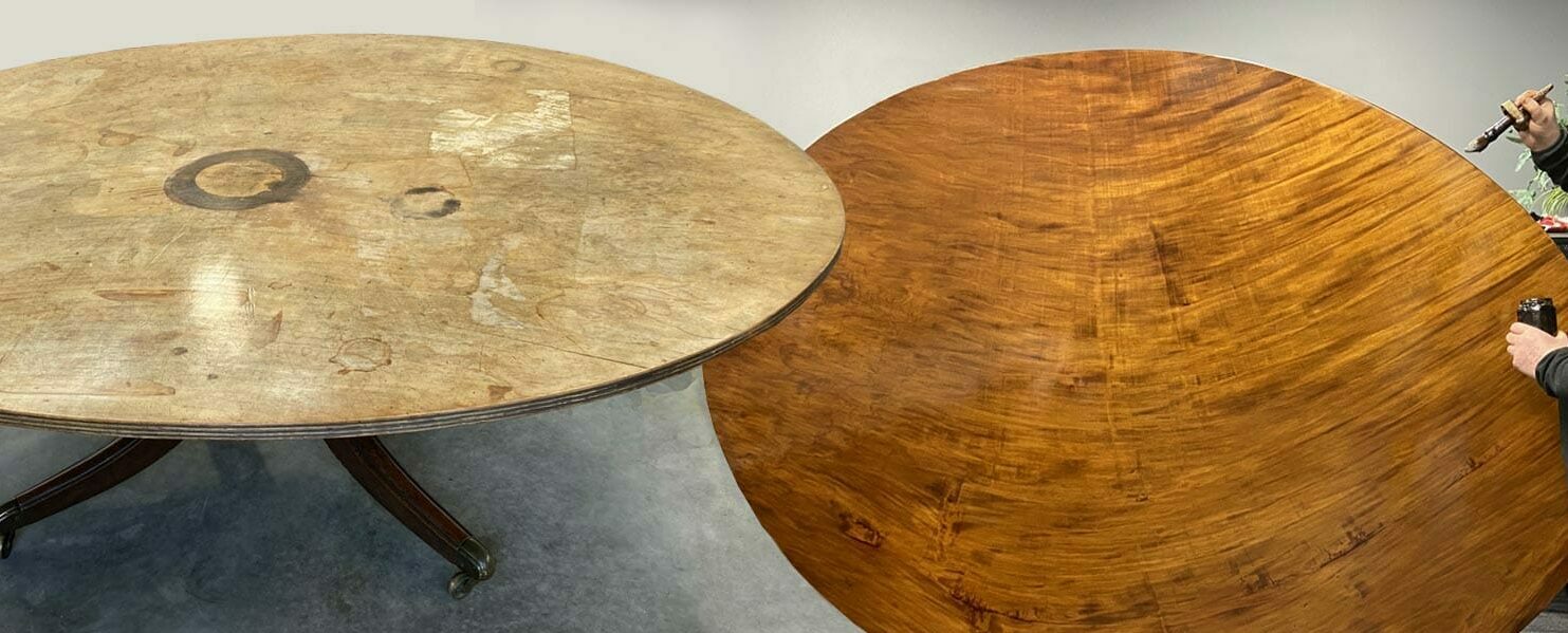 french polishing on mahogany tilt table