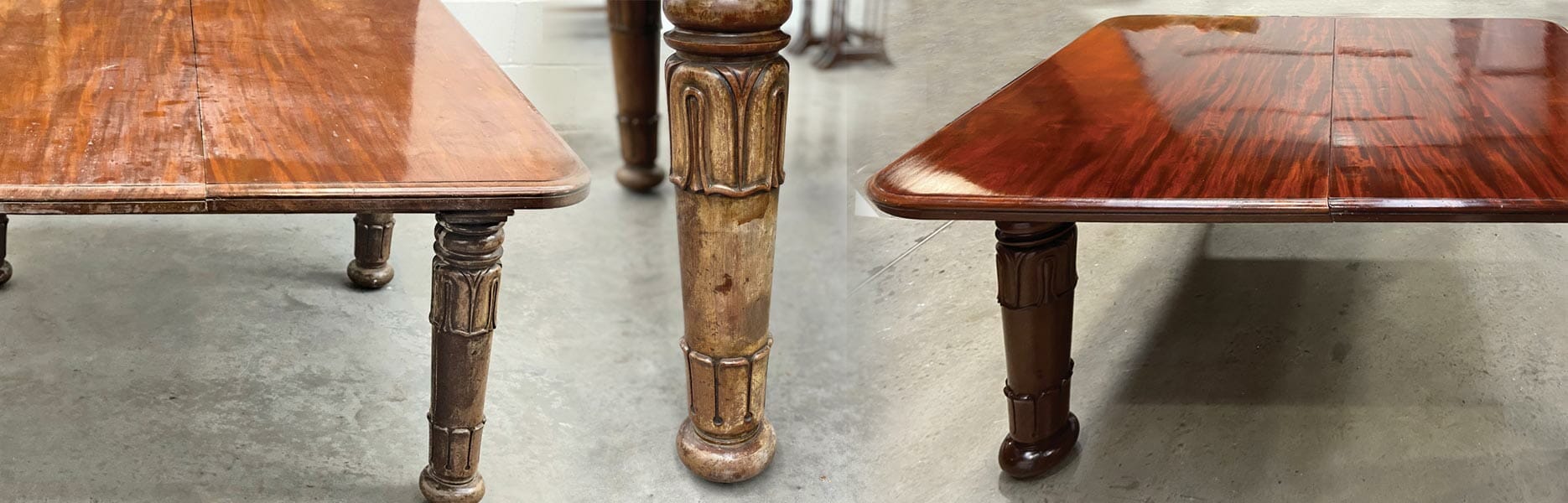 french polishing on table and leg