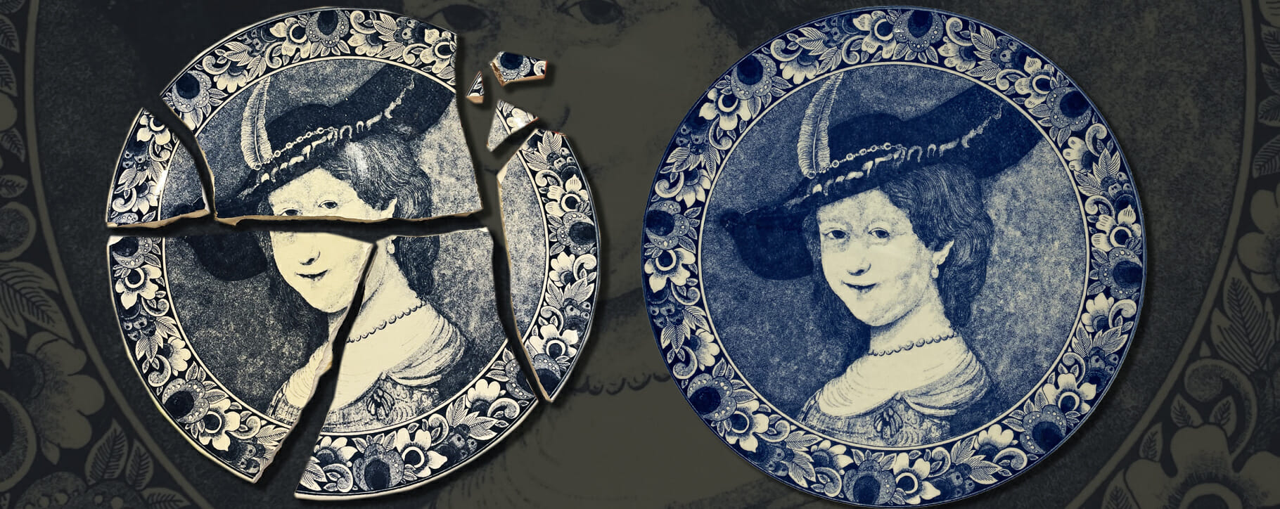 Blue face ceramic plate restoration