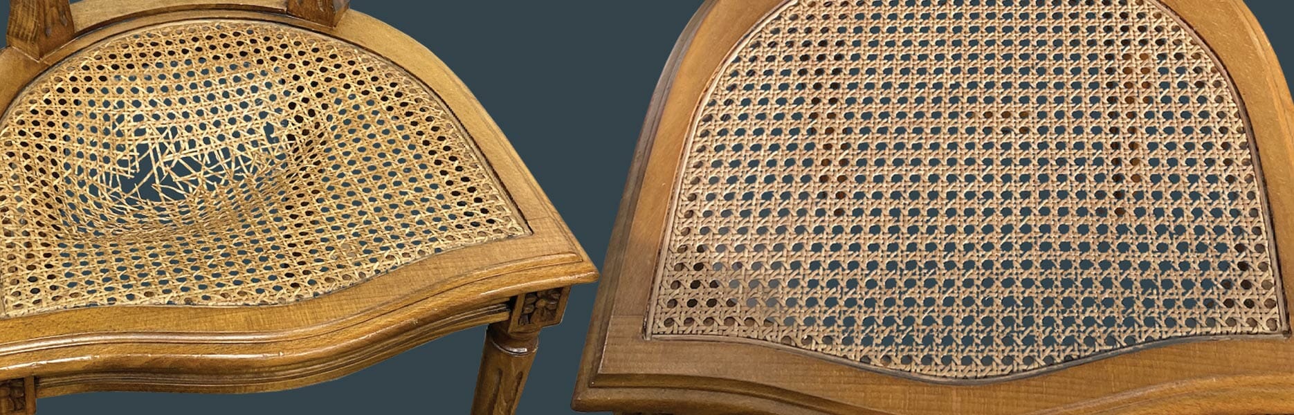 cane chair before and after restoration
