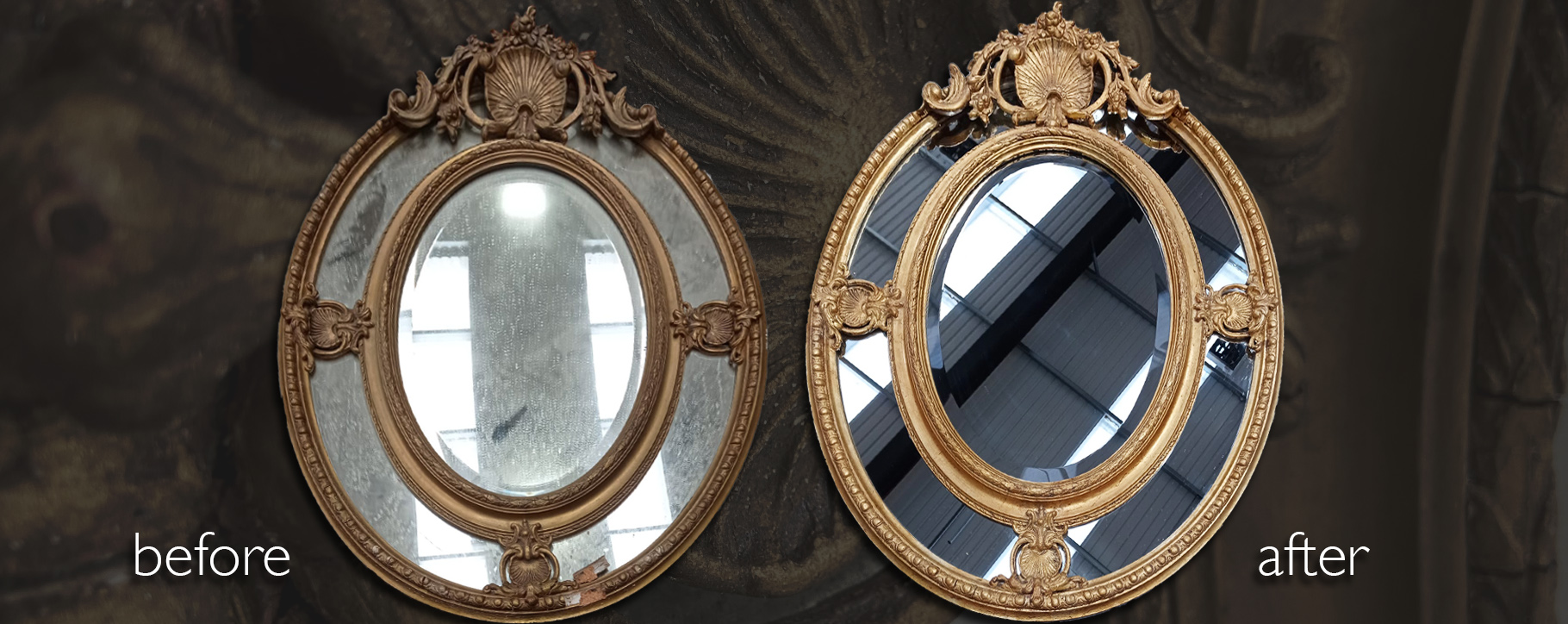 Mirror frame restored gilding