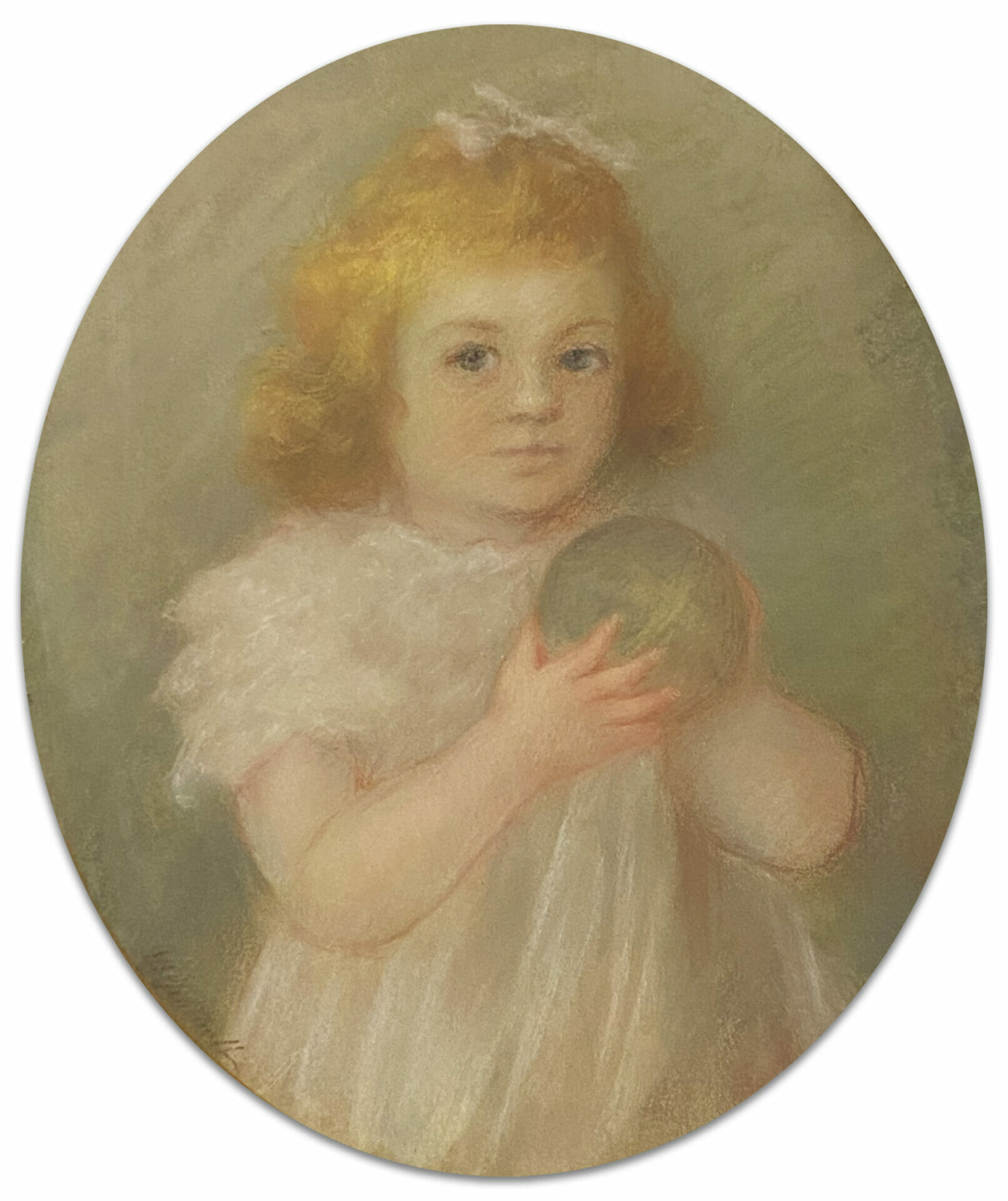 Child pastel portrait after restoration