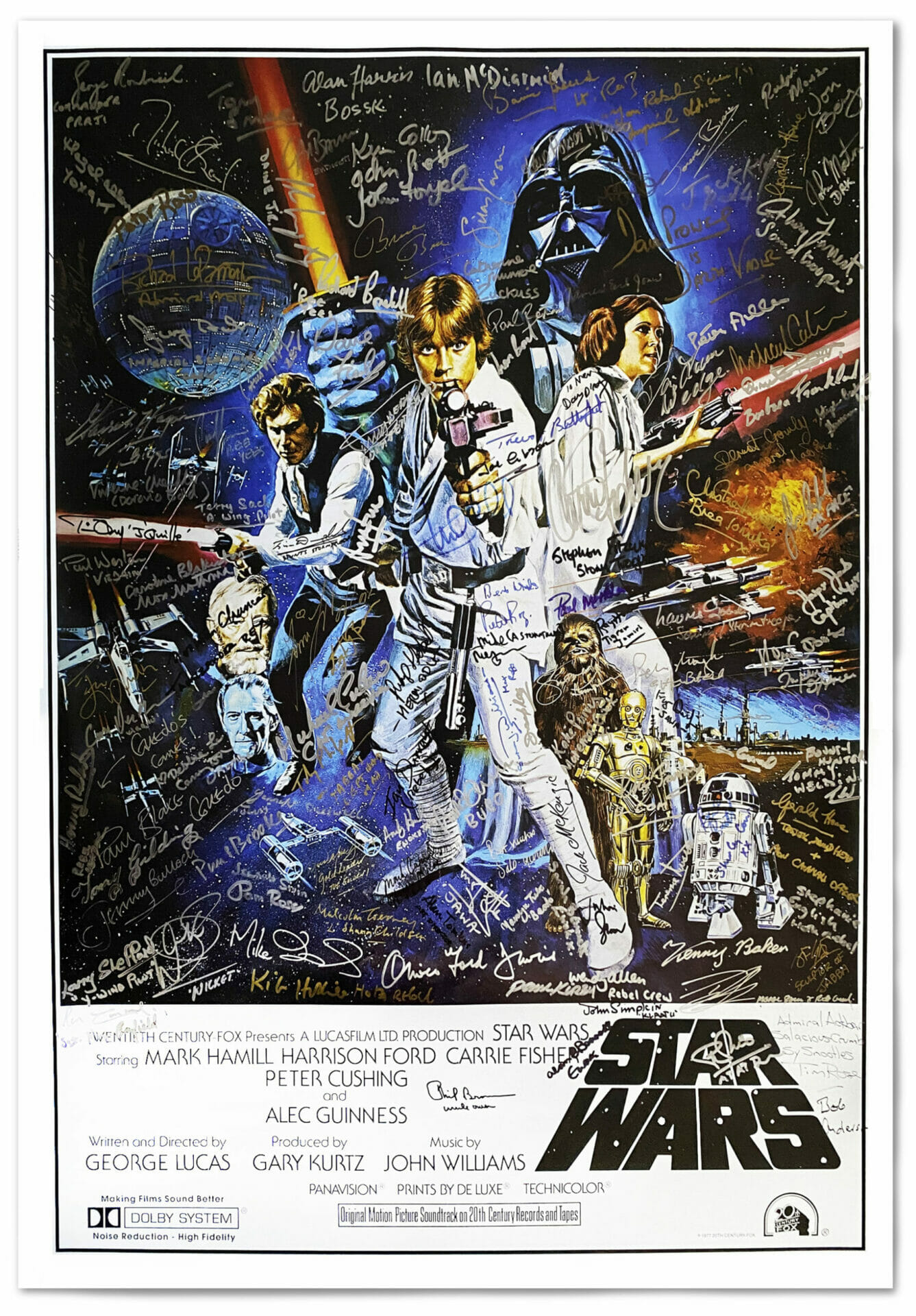 signed Star Wars poster after restoration