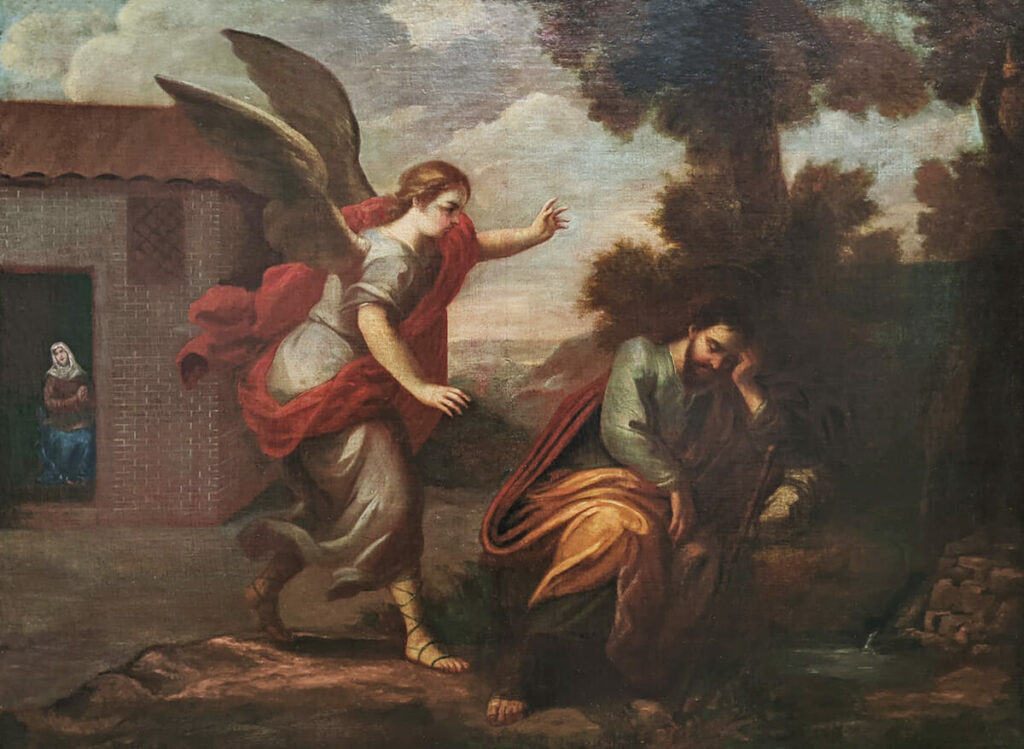 Religious painting torn after
