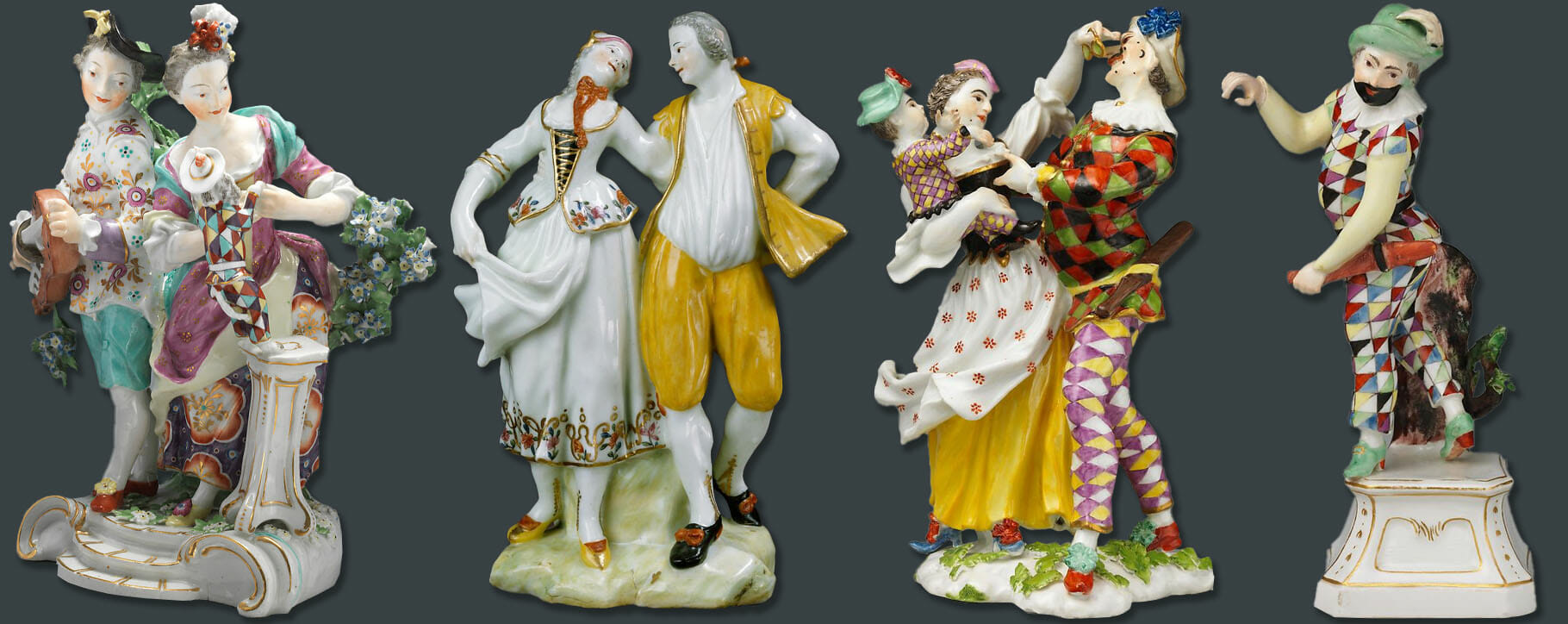 Harlequin figurines
