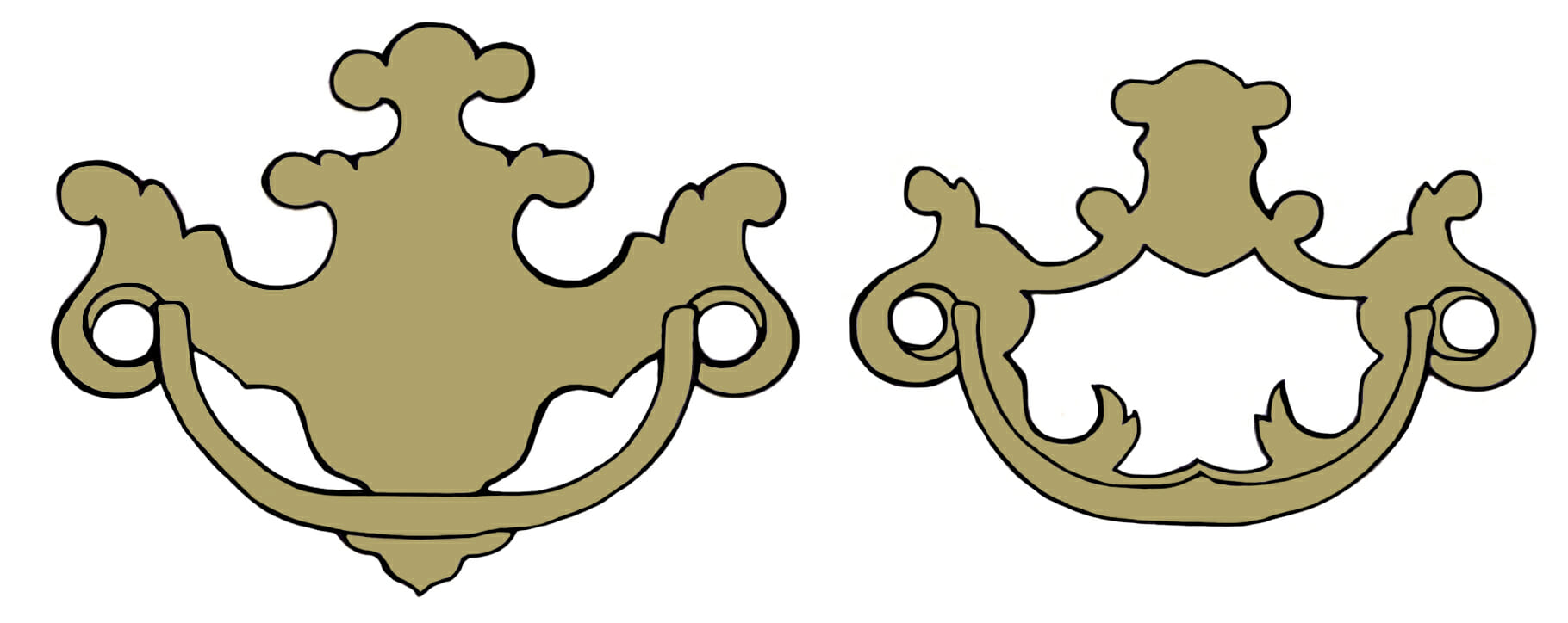 Antique brass handle shapes