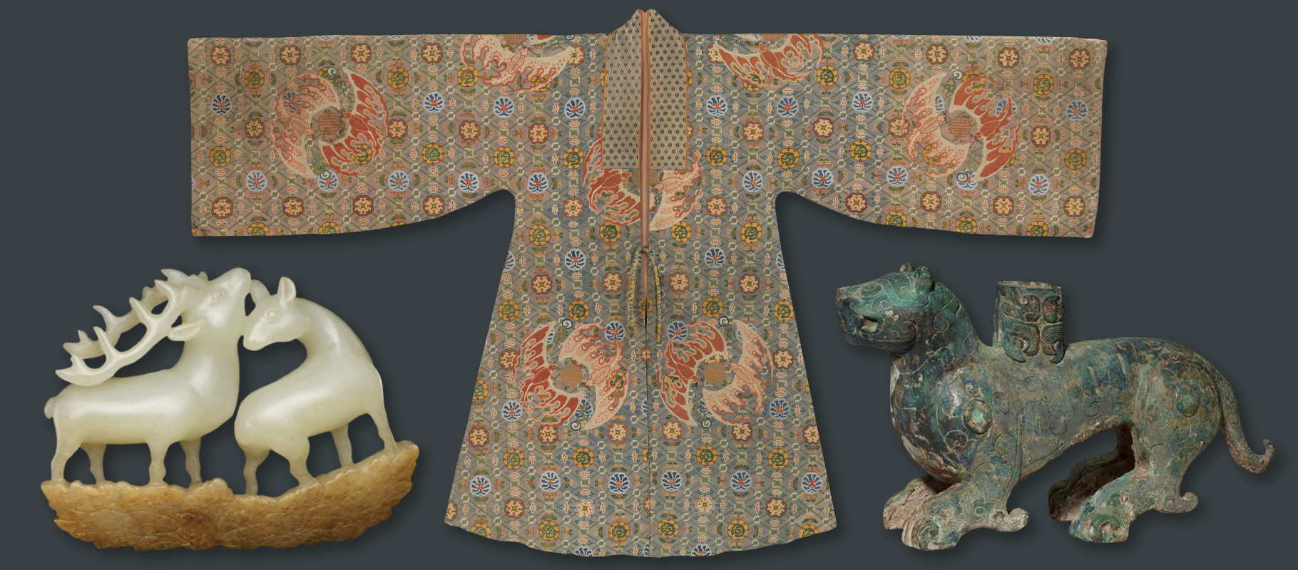 Chinese animals robe bat deer tiger