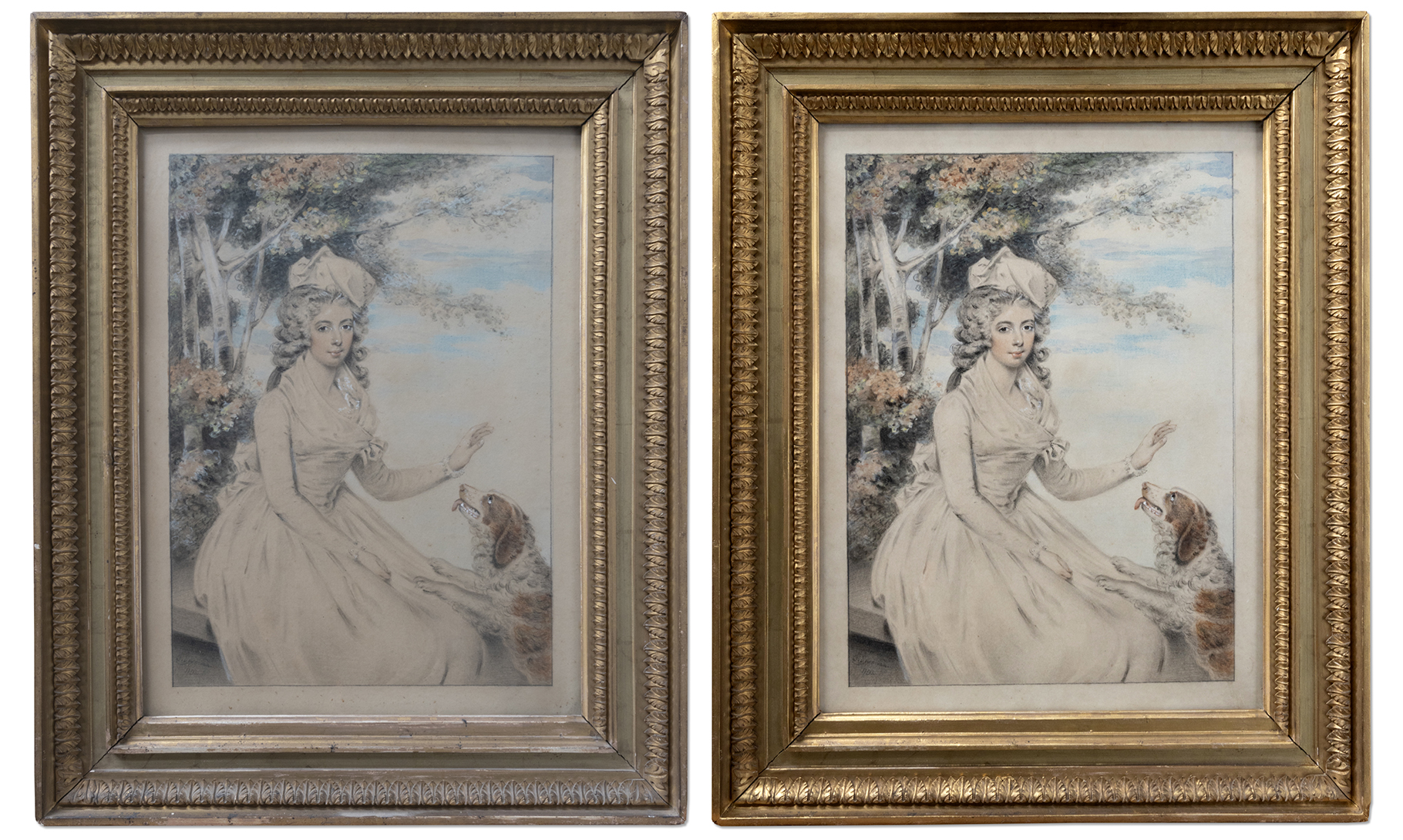 18th century gouache watercolour portrait drawing