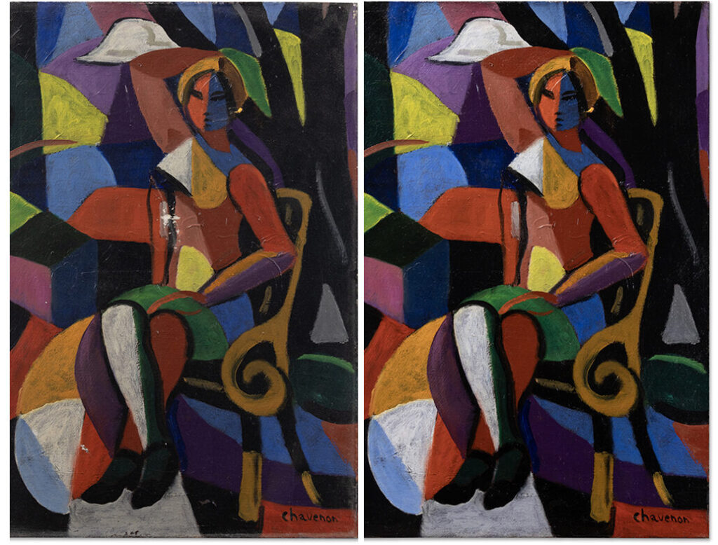 Flaking modern painting