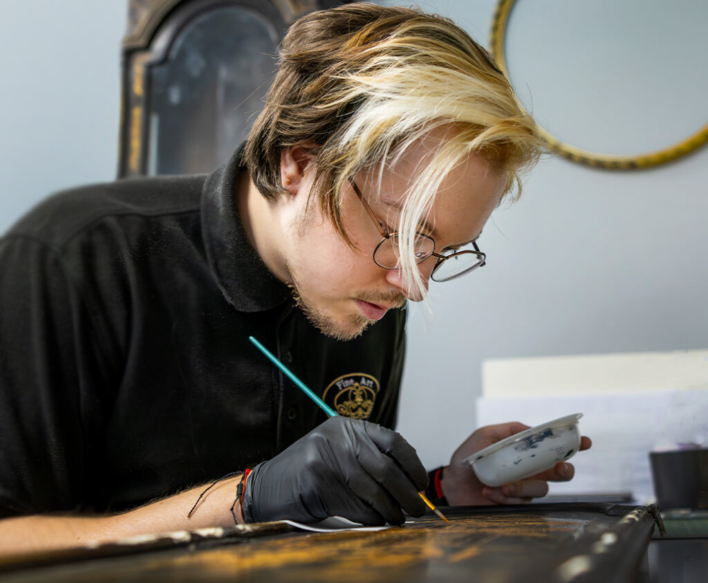 Furniture retouching marquetry