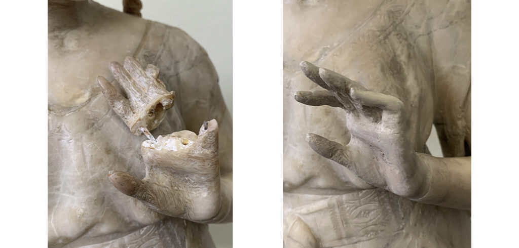 Broken statue hand