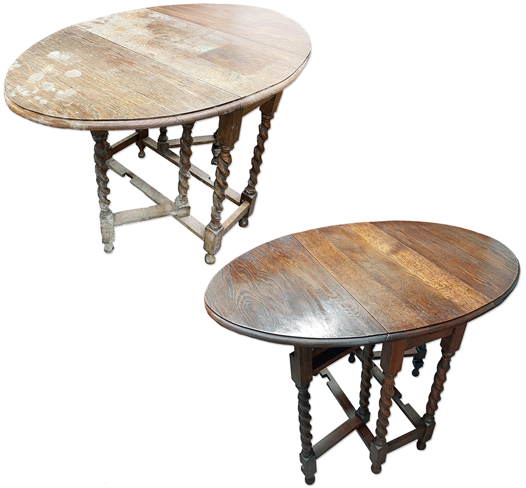 Water damaged antique furniture