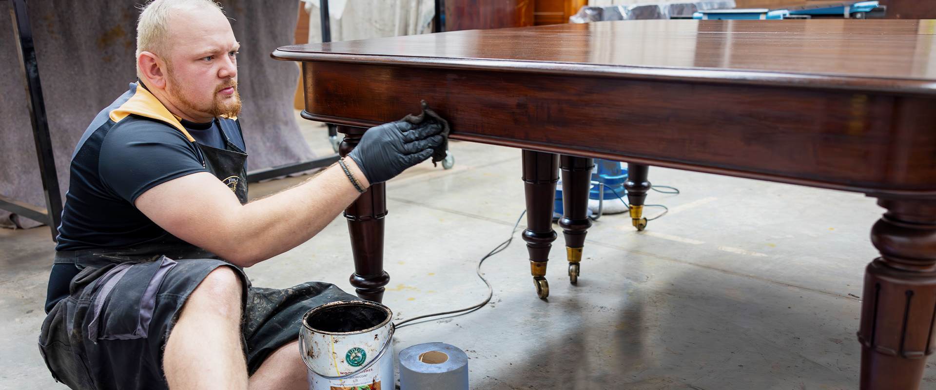Furniture restoration in studio