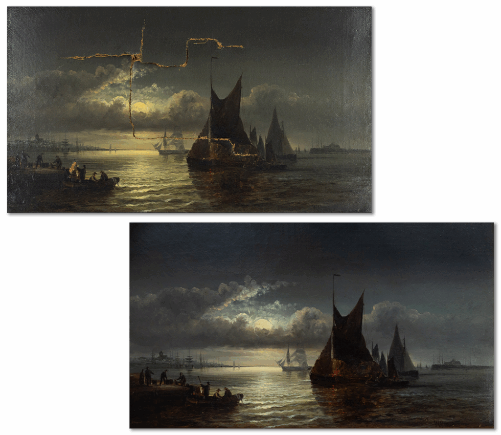 Torn ship painting restoration