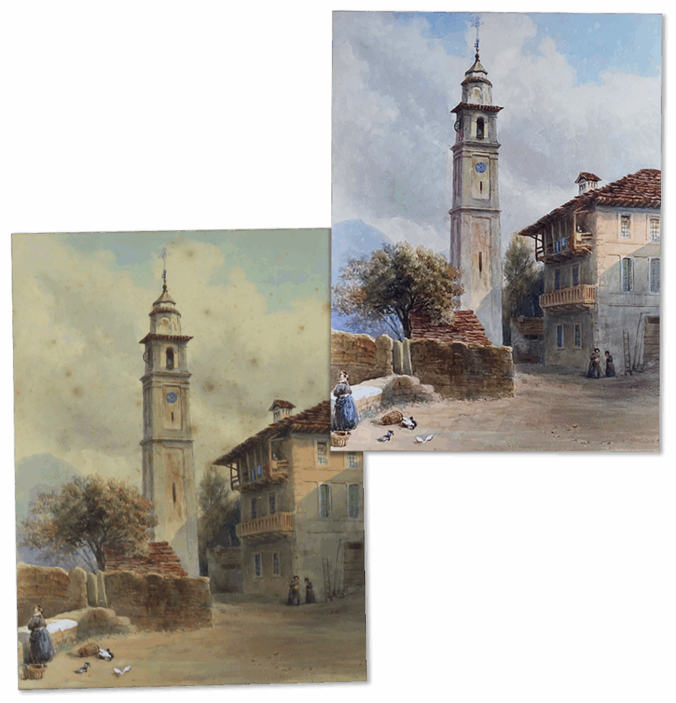 Watercolour foxing restoration