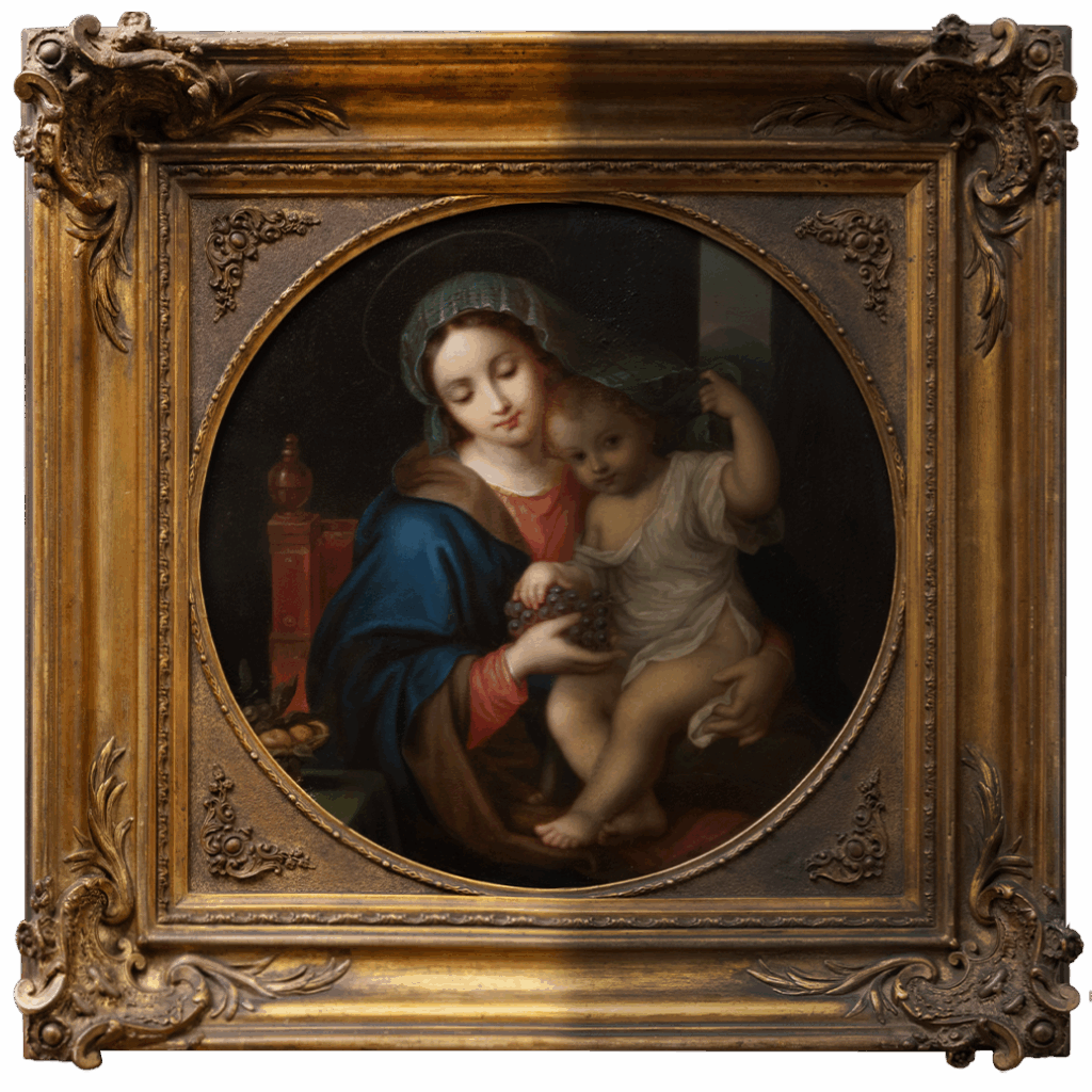 Madonna and child on copper restoration