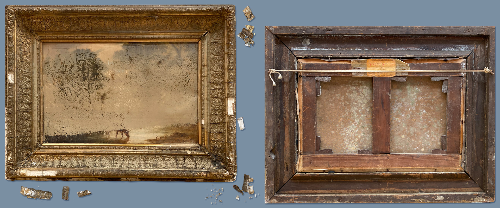 Severe mould damaged painting