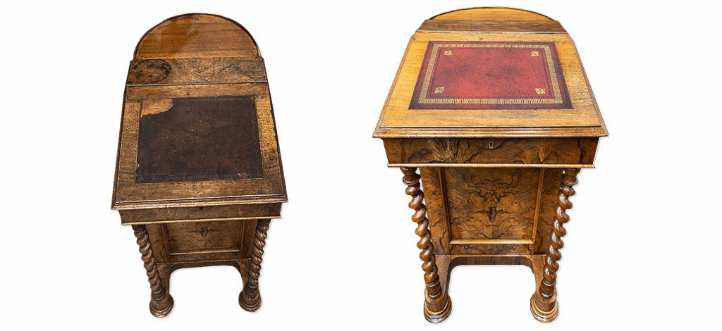 Writing desk red leather