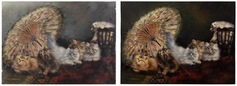 Blanched kitten painting