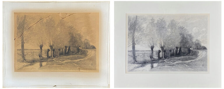 Stained and Torn Corot Etching