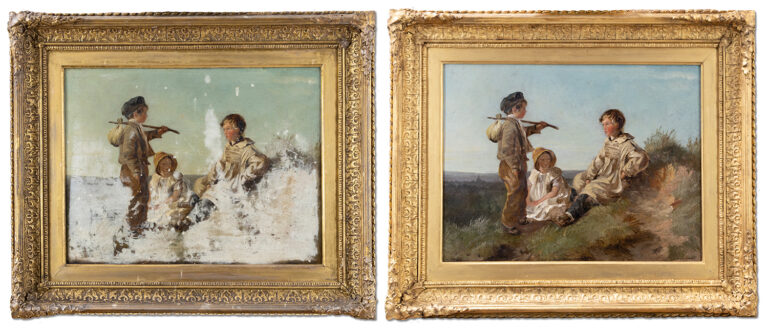 Water damaged painting
