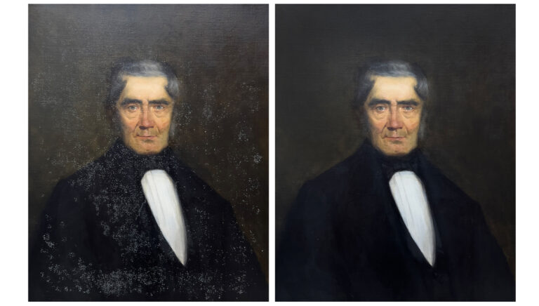 19th century portrait with mould damage