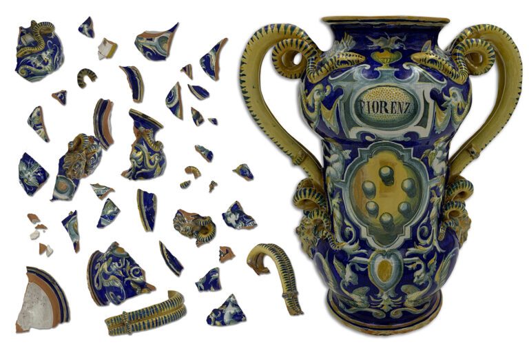 Smashed Maiolica Vase Restoration
