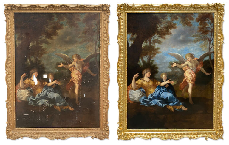 Severely torn oil painting