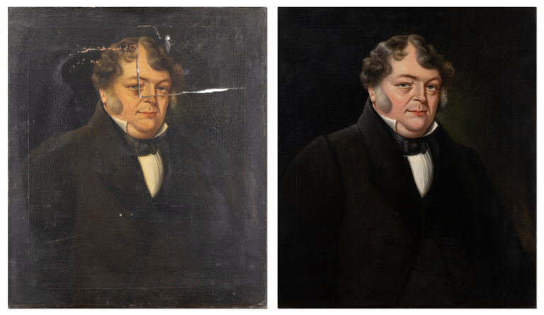 Torn victorian portrait