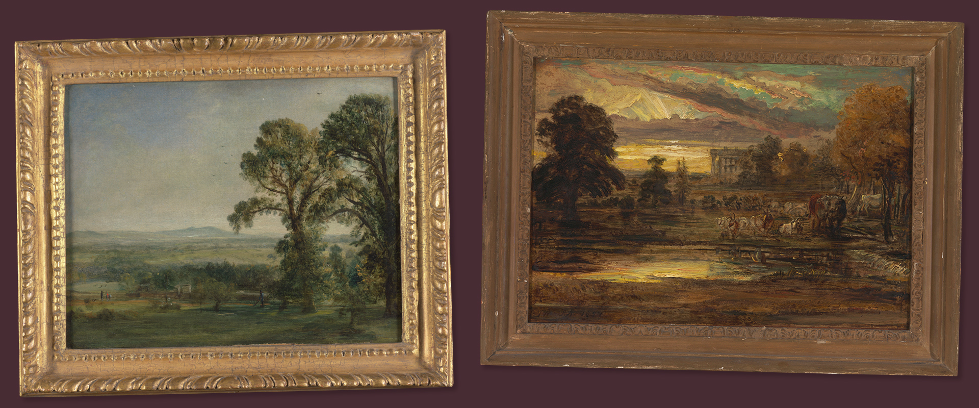 Framed landscape paintings