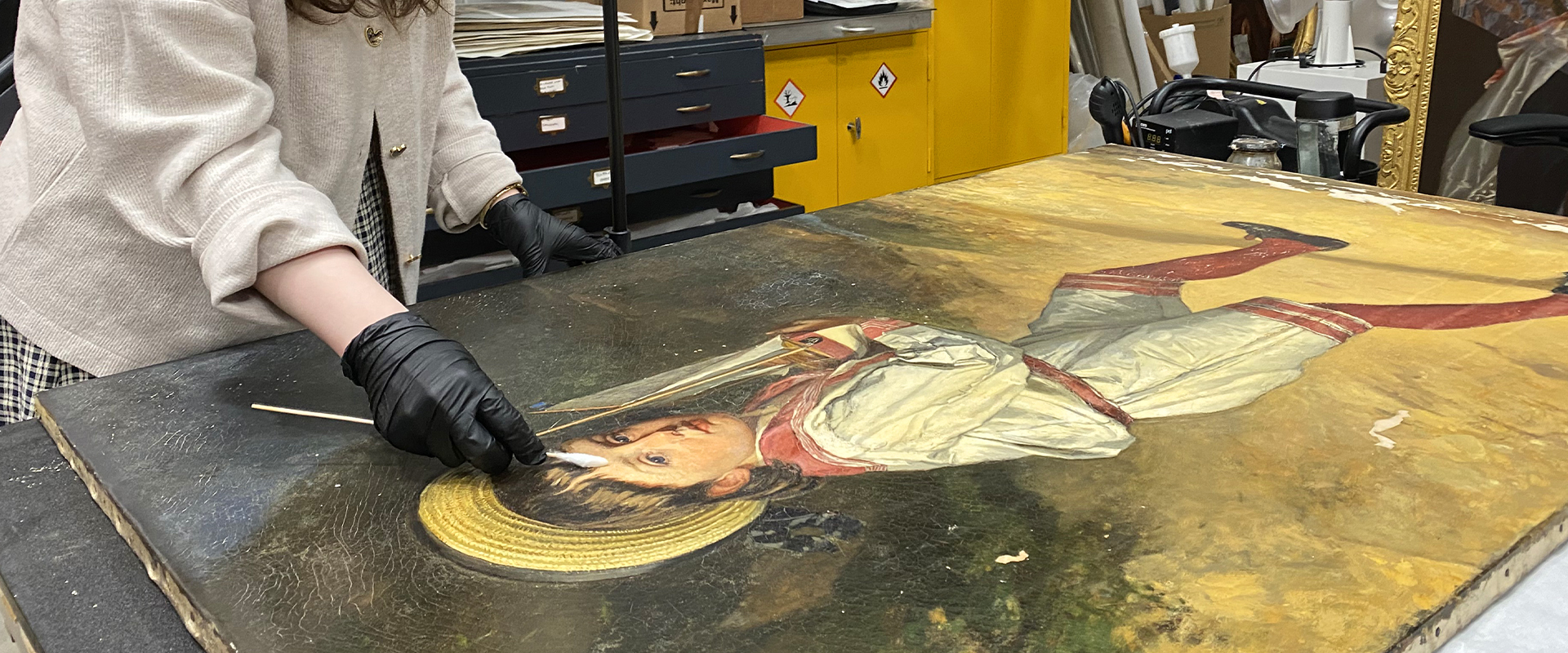 Cleaning an oil painting