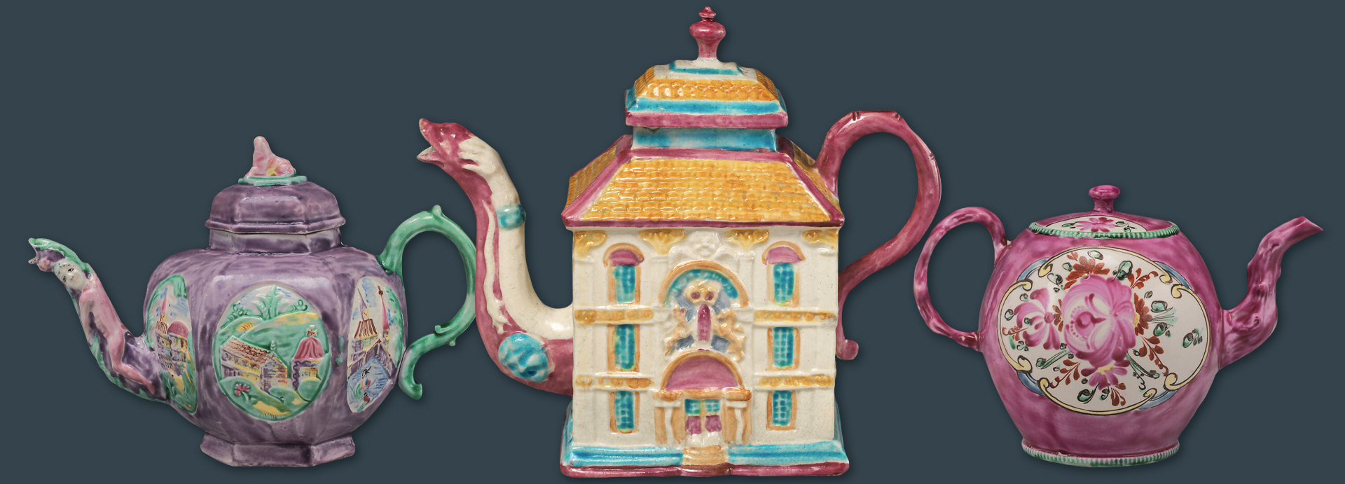 Antique Staffordshire Pottery Teapots 
