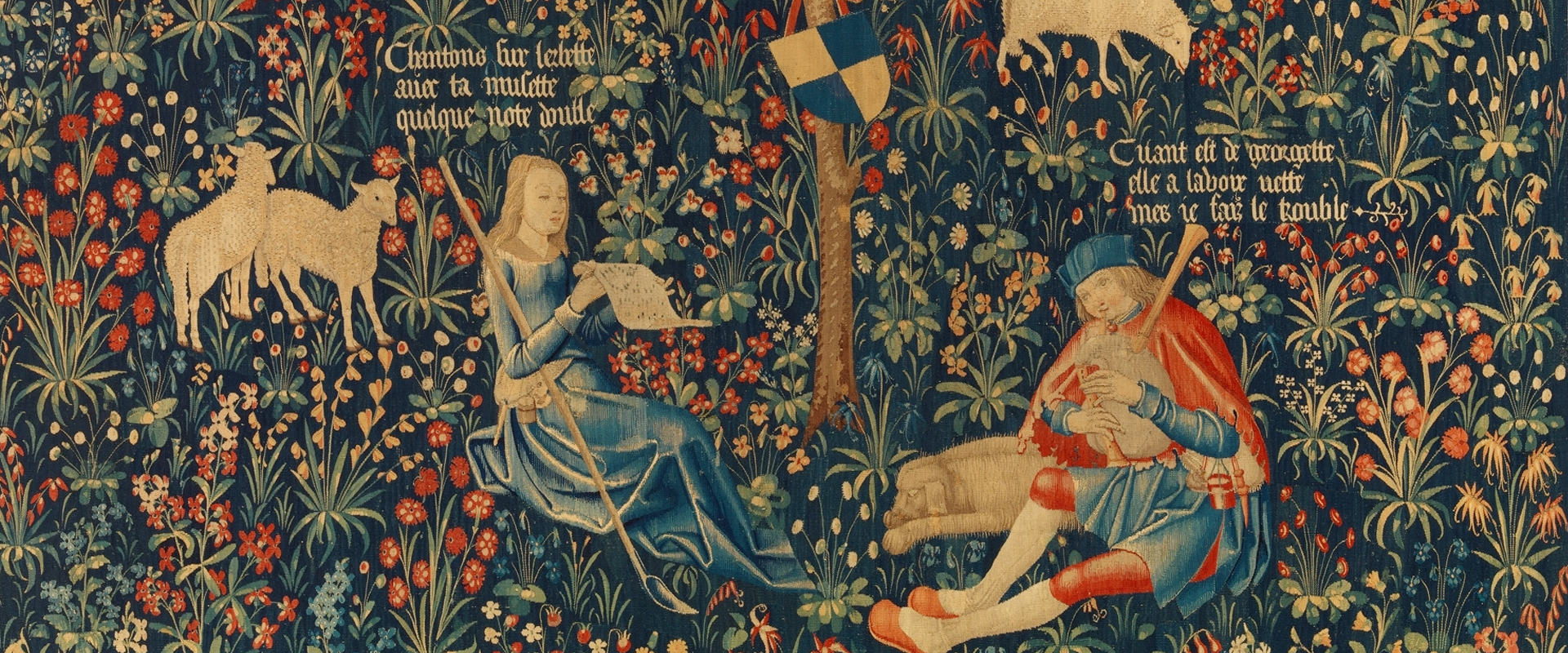 Shepherd and Shepherdess Making Music South Netherlandish Tapestry 1500–1530