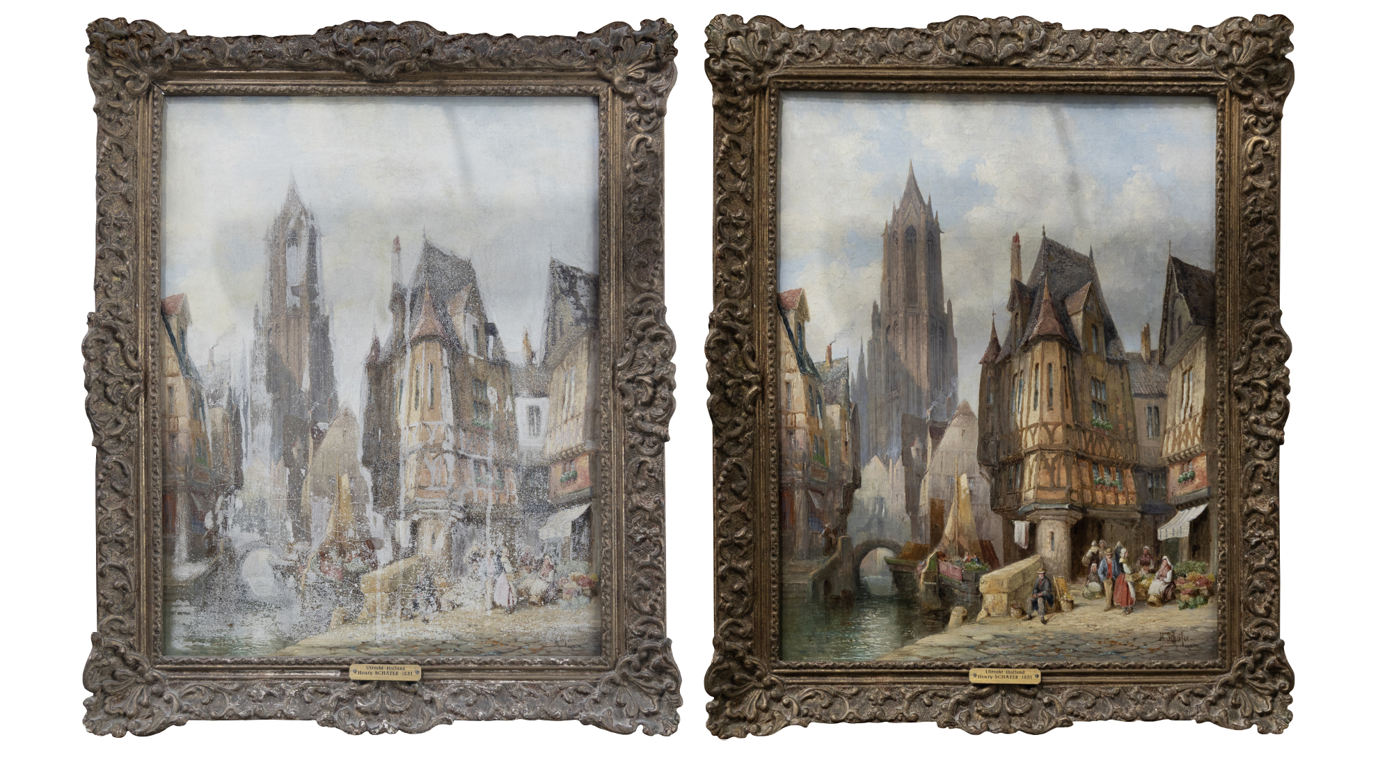 Utrecht Oil Painting Landscape Water Damage Restoration