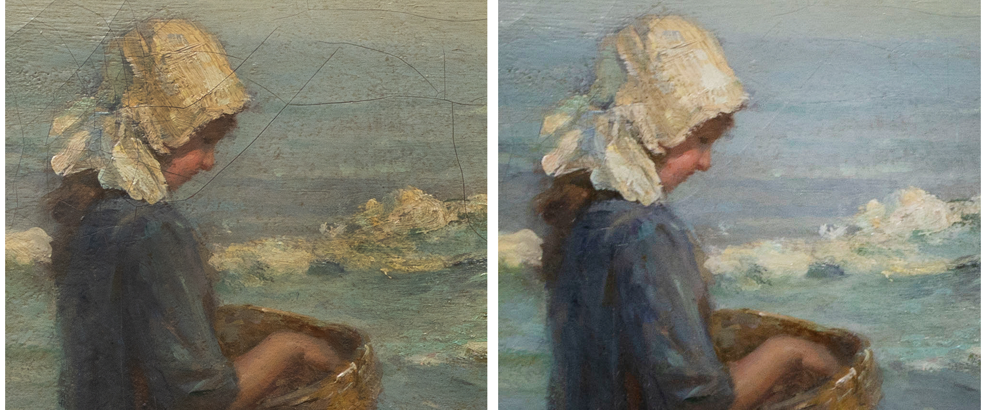 Cracked painting restoration