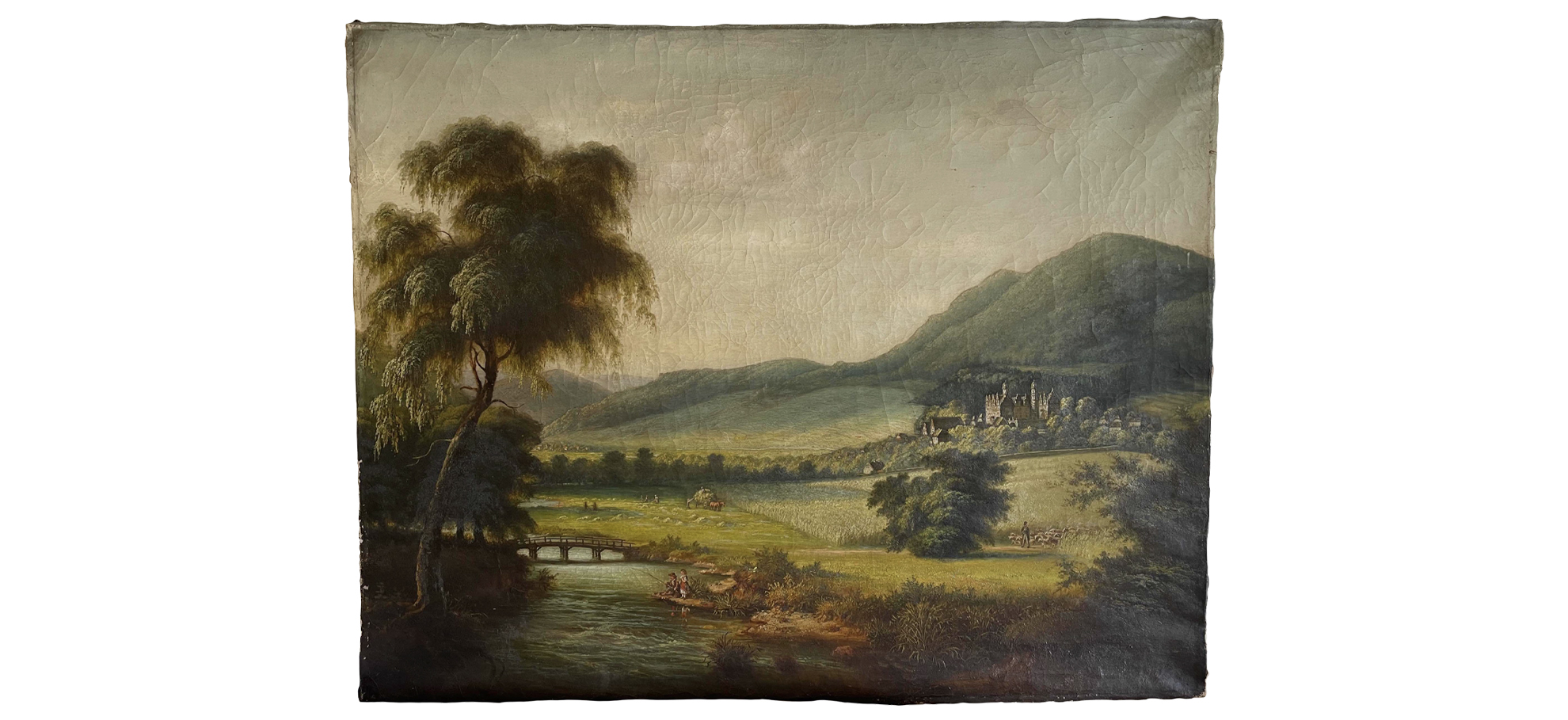 Cracked Landscape Painting Before